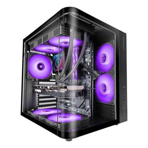 Caja Atx Semitorre Mars Gaming Mccurv Negro Cristal Templado Continuo Gpu Max. 334mm 1x3.5 2x2.5 