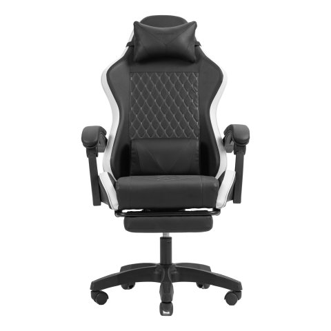 Silla Gamer Mars Gaming Mgcxbbl Negra Y Blanca Reclinable Reposabrazos Ajustable Reposapies Cojines