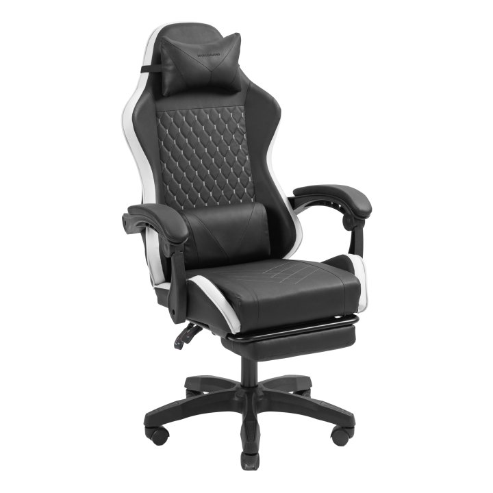 Silla Gamer Mars Gaming Mgcxbbl Negra Y Blanca Reclinable Reposabrazos Ajustable Reposapies Cojines