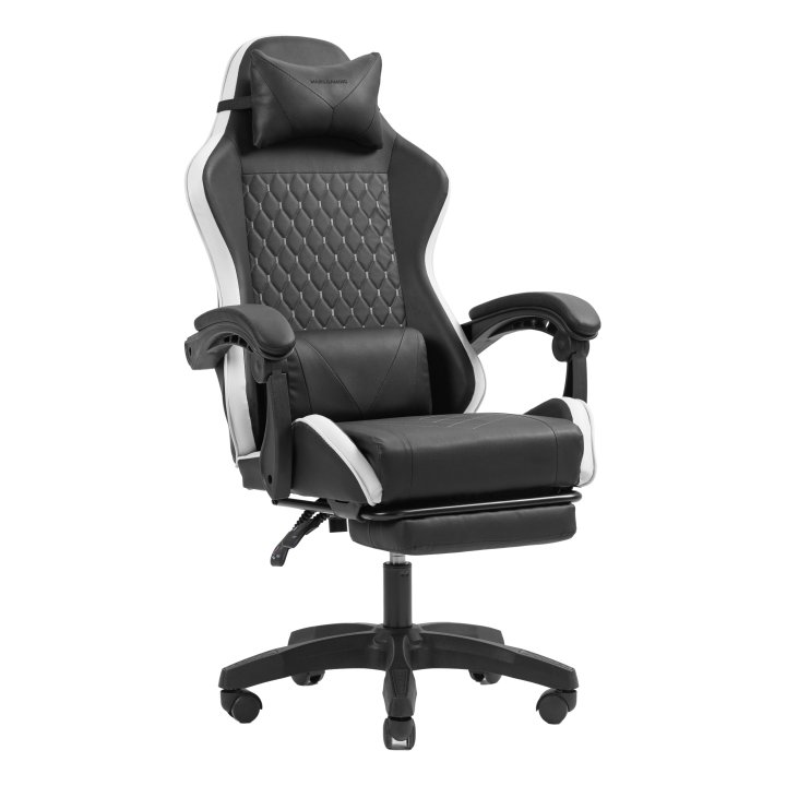 Silla Gamer Mars Gaming Mgcxbbl Negra Y Blanca Reclinable Reposabrazos Ajustable Reposapies Cojines