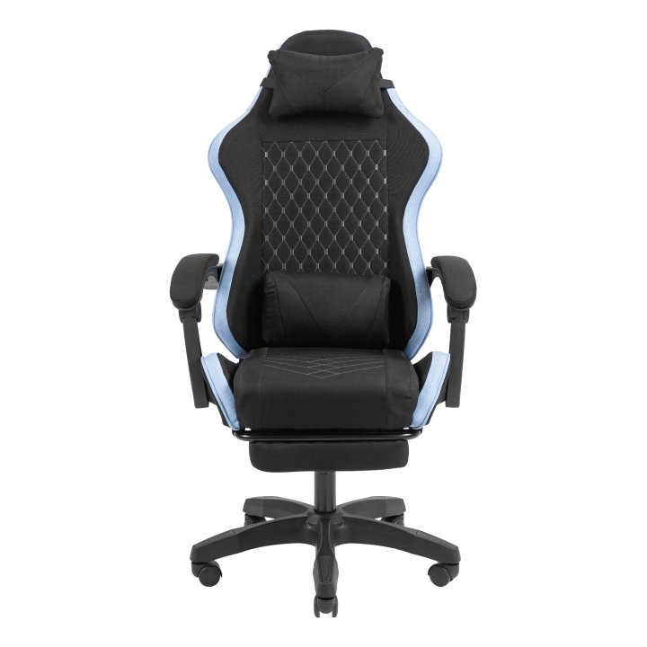 Silla Gamer Mars Gaming Mgcxfgrbl Negra Y Azul Reclinable Reposabrazos Ajustable Reposapies Cojines Acabado  Textil