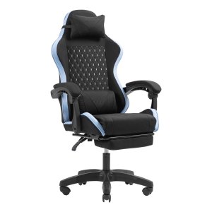 Silla Gamer Mars Gaming Mgcxfgrbl Negra Y Azul Reclinable Reposabrazos Ajustable Reposapies Cojines Acabado  Textil 2