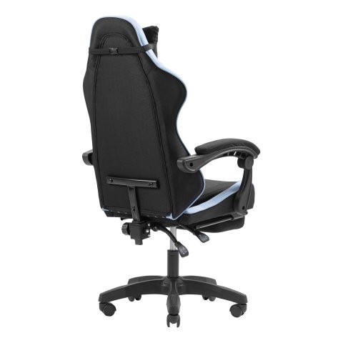 Silla Gamer Mars Gaming Mgcxfgrbl Negra Y Azul Reclinable Reposabrazos Ajustable Reposapies Cojines Acabado  Textil