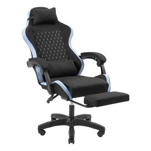Silla Gamer Mars Gaming Mgcxfgrbl Negra Y Azul Reclinable Reposabrazos Ajustable Reposapies Cojines Acabado  Textil