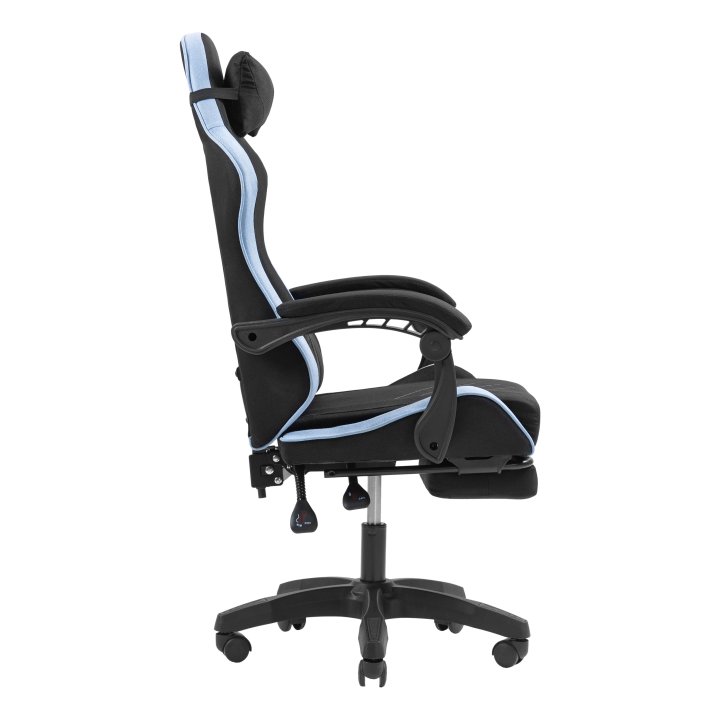 Silla Gamer Mars Gaming Mgcxfgrbl Negra Y Azul Reclinable Reposabrazos Ajustable Reposapies Cojines Acabado  Textil