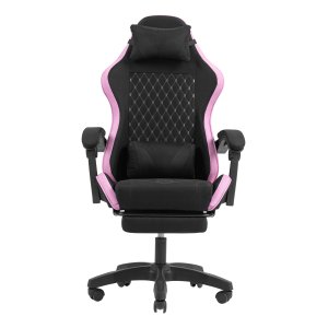 Silla Gamer Mars Gaming Mgcxfgrbl Negra Y Rosa Reclinable Reposabrazos Ajustable Reposapies Cojines Acabado  Textil