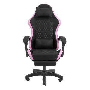 Silla Gamer Mars Gaming Mgcxfgrbl Negra Y Rosa Reclinable Reposabrazos Ajustable Reposapies Cojines Acabado  Textil 2