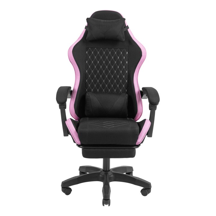 Silla Gamer Mars Gaming Mgcxfgrbl Negra Y Rosa Reclinable Reposabrazos Ajustable Reposapies Cojines Acabado  Textil