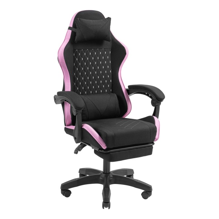 Silla Gamer Mars Gaming Mgcxfgrbl Negra Y Rosa Reclinable Reposabrazos Ajustable Reposapies Cojines Acabado  Textil