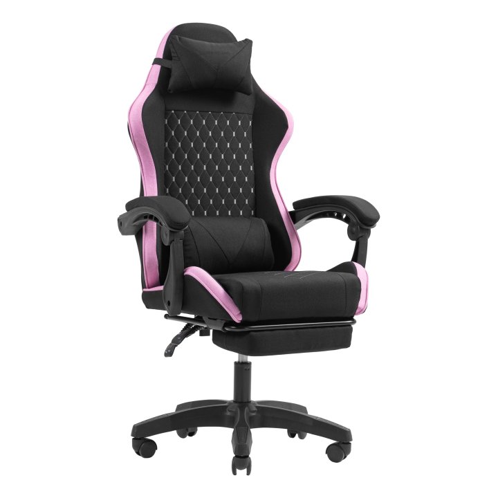 Silla Gamer Mars Gaming Mgcxfgrbl Negra Y Rosa Reclinable Reposabrazos Ajustable Reposapies Cojines Acabado  Textil