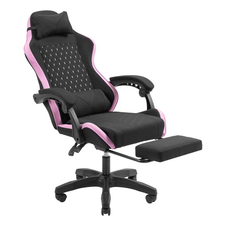 Silla Gamer Mars Gaming Mgcxfgrbl Negra Y Rosa Reclinable Reposabrazos Ajustable Reposapies Cojines Acabado  Textil