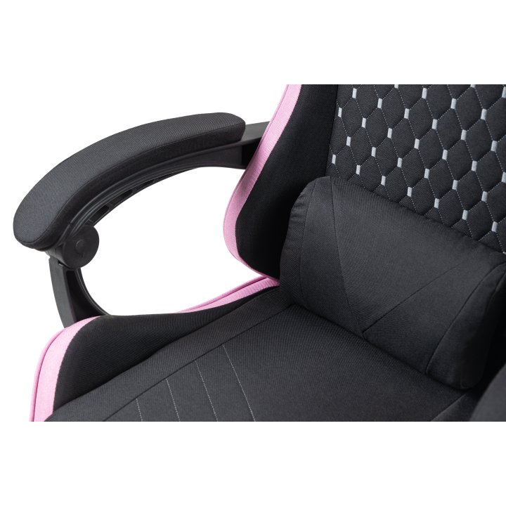 Silla Gamer Mars Gaming Mgcxfgrbl Negra Y Rosa Reclinable Reposabrazos Ajustable Reposapies Cojines Acabado  Textil
