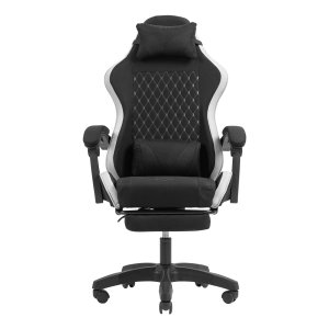 Silla Gamer Mars Gaming Mgcxfgrbl Negra Y Blanca Reclinable Reposabrazo Ajustable Reposapies Cojinesacabado  Textil