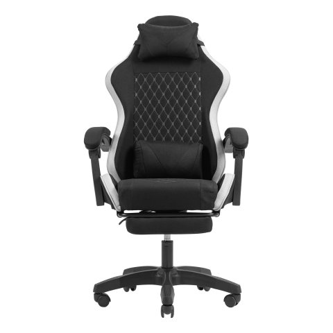 Silla Gamer Mars Gaming Mgcxfgrbl Negra Y Blanca Reclinable Reposabrazo Ajustable Reposapies Cojinesacabado  Textil