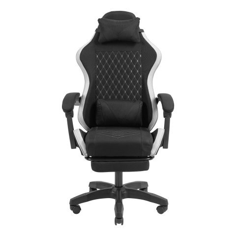 Silla Gamer Mars Gaming Mgcxfgrbl Negra Y Blanca Reclinable Reposabrazo Ajustable Reposapies Cojinesacabado  Textil