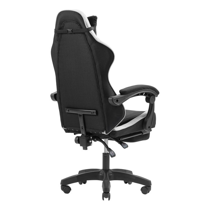 Silla Gamer Mars Gaming Mgcxfgrbl Negra Y Blanca Reclinable Reposabrazo Ajustable Reposapies Cojinesacabado  Textil