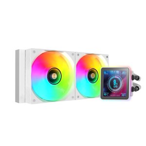 Sistema De Refrigeracion Liquida Mars Gaming Mlvisionpro240 Blanco 2x120mm Argb Tpd 500w Lcd Intel Y Amd 2