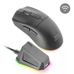 Mouse Mars Gaming Wireless Y Bluetooth Mmt3 Rgb Base De Recarga Magnetica 14400 Dpi Color Negro 2