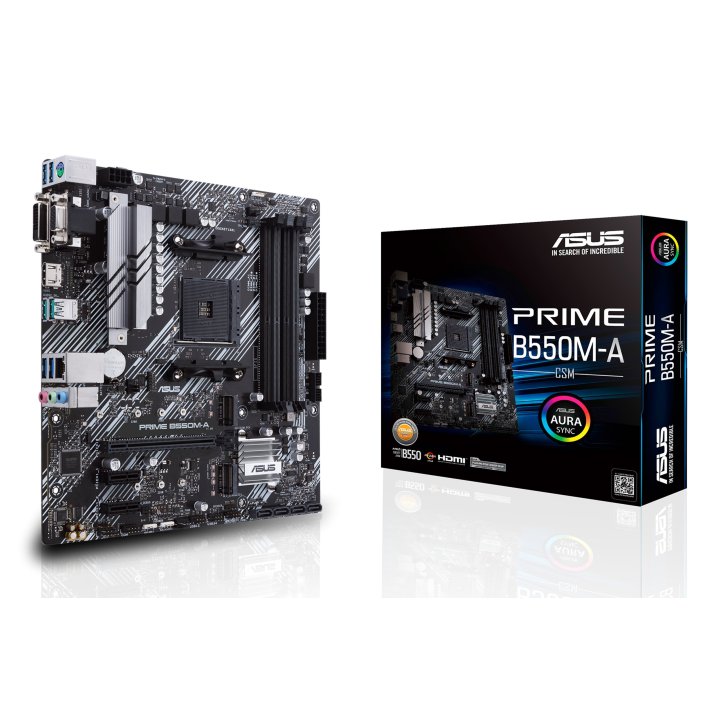 Pb Asus Prime B550m-a csm Skt Am4 M-atx Ddr4-3200mhz Hdmi Dvi Vga 1xpcie 4.0 3pcie 3.0 3xm.2 Glan 8usb3.2