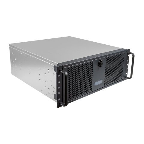Caja Rack 19" Unykach Uk51918 4u Atx Color Plata Negro 3 Bahias 1x Usb3.0 1xusb-c F.a Atx  Redundante Cierre Con Llave