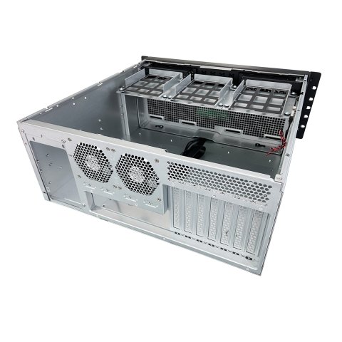 Caja Rack 19" Unykach Uk51918 4u Atx Color Plata Negro 3 Bahias 1x Usb3.0 1xusb-c F.a Atx  Redundante Cierre Con Llave