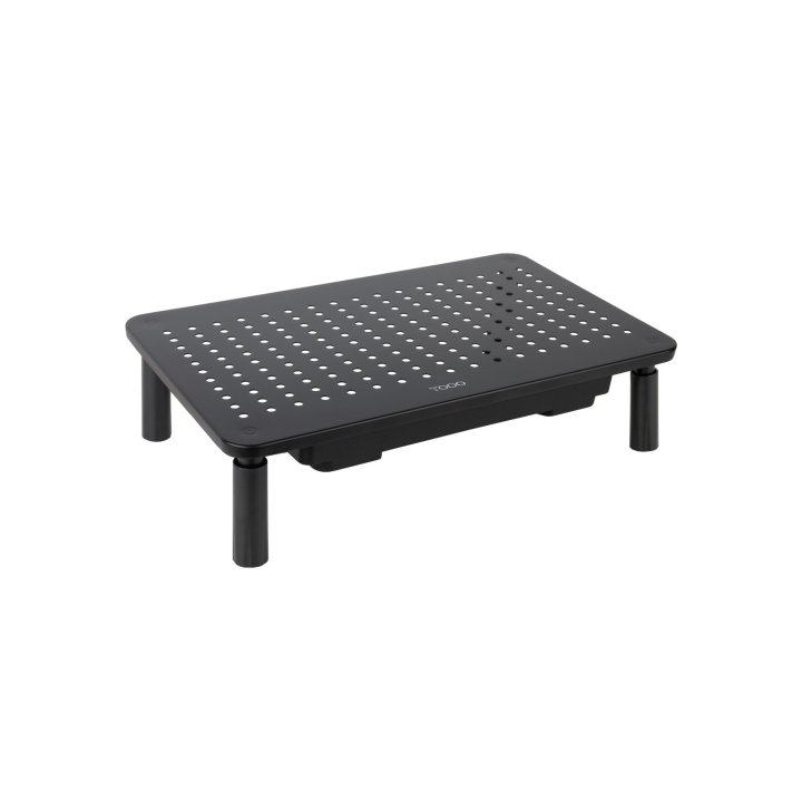 Soporte Elevador Para Monitor Tqmr081 Con Cajon Regulable Hasta 140mm Max. 20kg Color Negro