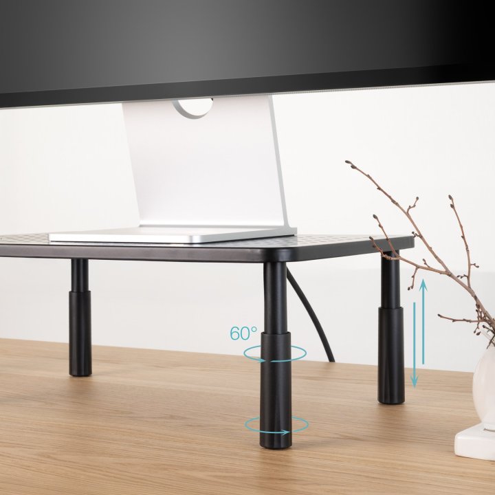 Soporte Elevador Para Monitor Tqmr086 Regulable Hasta 140mm Max. 20kg Color Negro