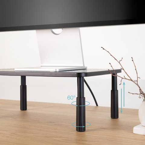 Soporte Elevador Para Monitor Tqmr086 Regulable Hasta 140mm Max. 20kg Color Negro