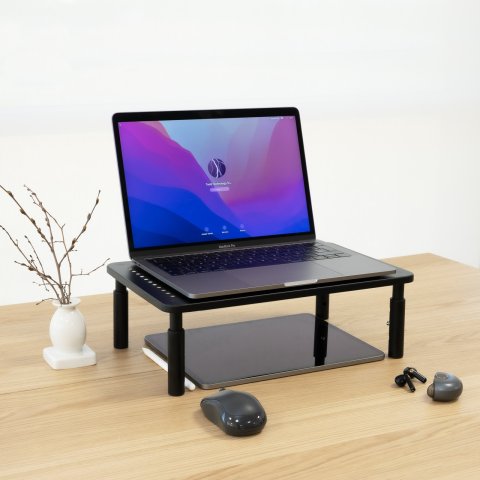 Soporte Elevador Para Monitor Tqmr081 Regulable Hasta 140mm Max. 20kg Color Negro