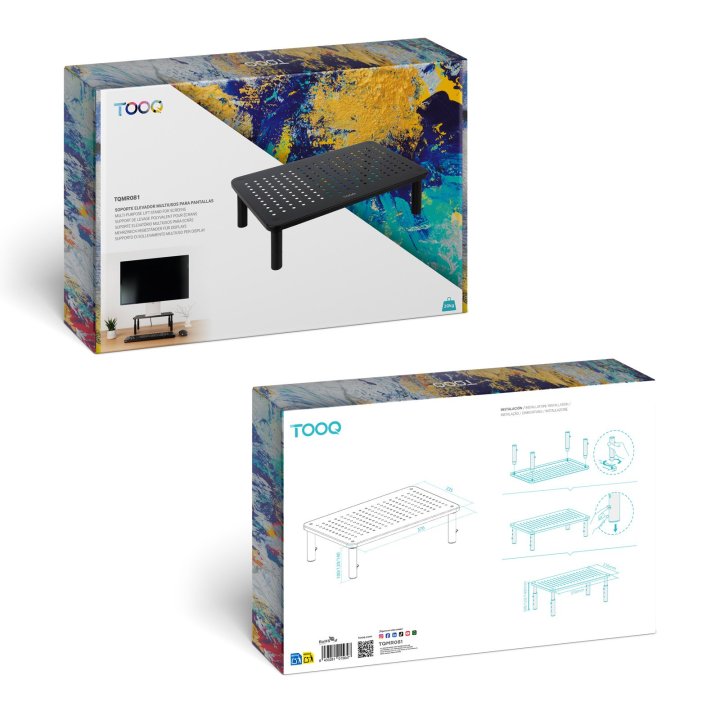 Soporte Elevador Para Monitor Tqmr081 Regulable Hasta 140mm Max. 20kg Color Negro