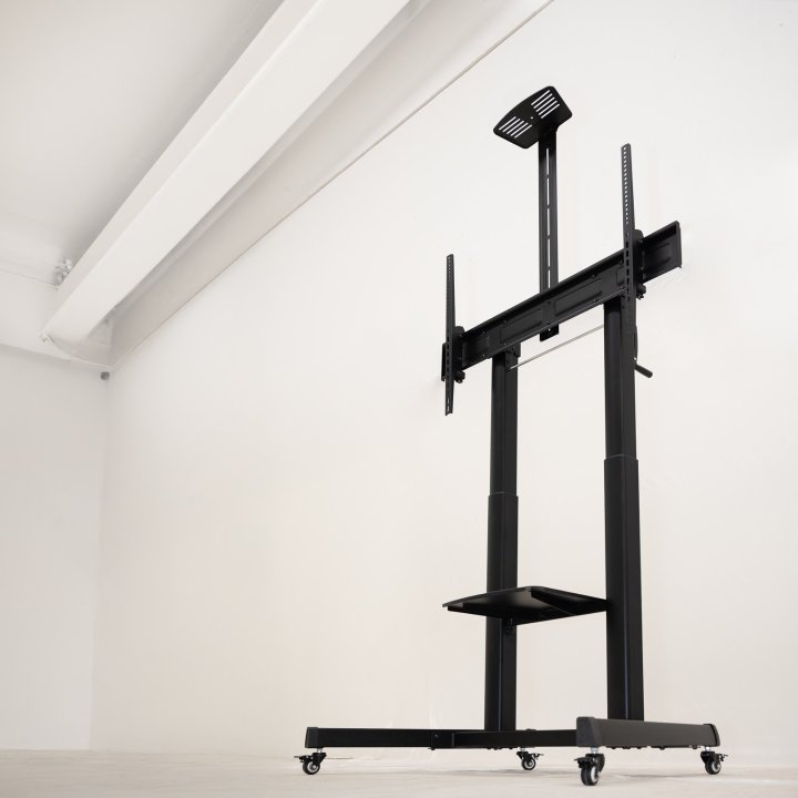 Soporte De Suelo Con Ruedas Tooq Fs20406hm-b Pantallas 60"-100" Max 120kg Vesa Max 1000x600 2 Bandejas Regulable En Altura