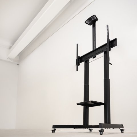 Soporte De Suelo Con Ruedas Tooq Fs20406hm-b Pantallas 60"-100" Max 120kg Vesa Max 1000x600 2 Bandejas Regulable En Altura