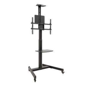 Soporte De Suelo Con Ruedas Tooq S1184m-b Pantallas 30"-70" Max. 100kg Vesa Max. 600x400 2 Bandejas Regulable En Altura