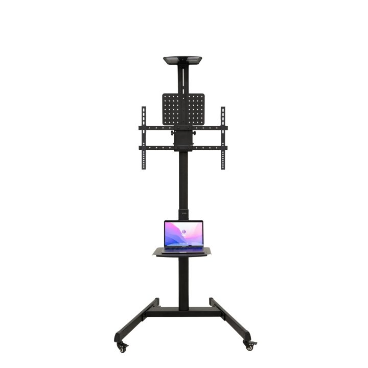 Soporte De Suelo Con Ruedas Tooq S1184m-b Pantallas 30"-70" Max. 100kg Vesa Max. 600x400 2 Bandejas Regulable En Altura