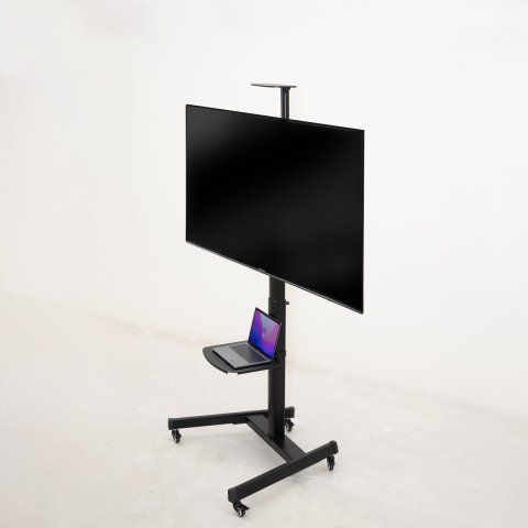 Soporte De Suelo Con Ruedas Tooq S1184m-b Pantallas 30"-70" Max. 100kg Vesa Max. 600x400 2 Bandejas Regulable En Altura