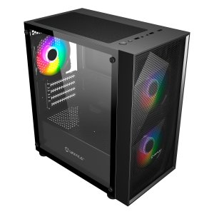 Caja Micro Atx Unyka Mir B200 Black Vidrio Templado Lateral 3vent Argb De140mm 3,5"   2,5"          2 X Usb 3.0 2