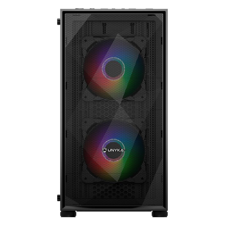 Caja Micro Atx Unyka Mir B200 Black Vidrio Templado Lateral 3vent Argb De140mm 3,5"   2,5"          2 X Usb 3.0