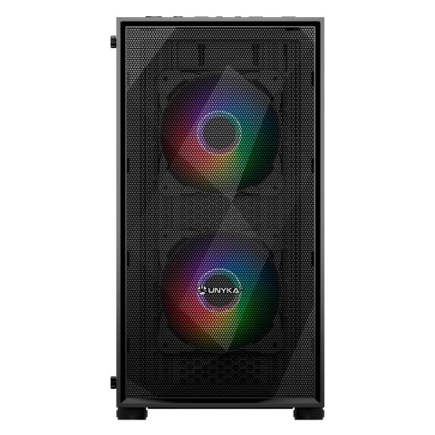 Caja Micro Atx Unyka Mir B200 Black Vidrio Templado Lateral 3vent Argb De140mm 3,5"   2,5"          2 X Usb 3.0