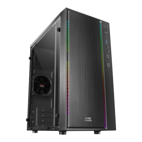 Caja Microatx Gaming Mars Gaming Mcm Black Frontal Linea Rgb Ventana Lateral Total Usb3.0 + Usb 2.0 Sin Fuente De Alimentacio