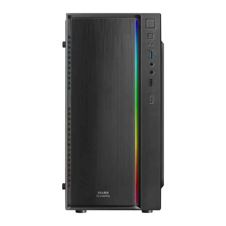 Caja Microatx Gaming Mars Gaming Mcm Black Frontal Linea Rgb Ventana Lateral Total Usb3.0 + Usb 2.0 Sin Fuente De Alimentacio