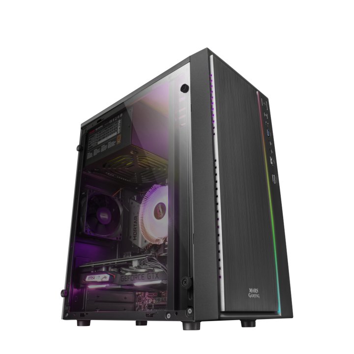 Caja Microatx Gaming Mars Gaming Mcm Black Frontal Linea Rgb Ventana Lateral Total Usb3.0 + Usb 2.0 Sin Fuente De Alimentacio