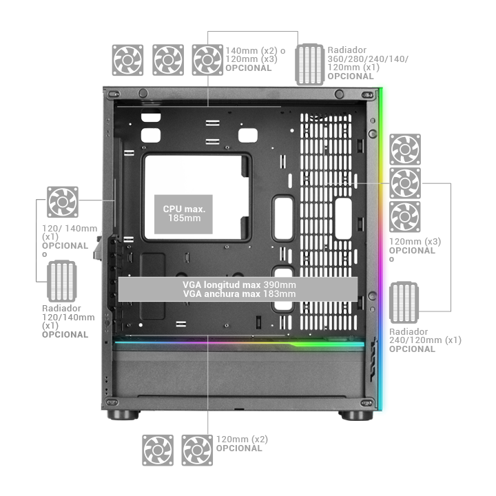 Caja E-atx Mars Gaming Mc-ultra White Doble...
