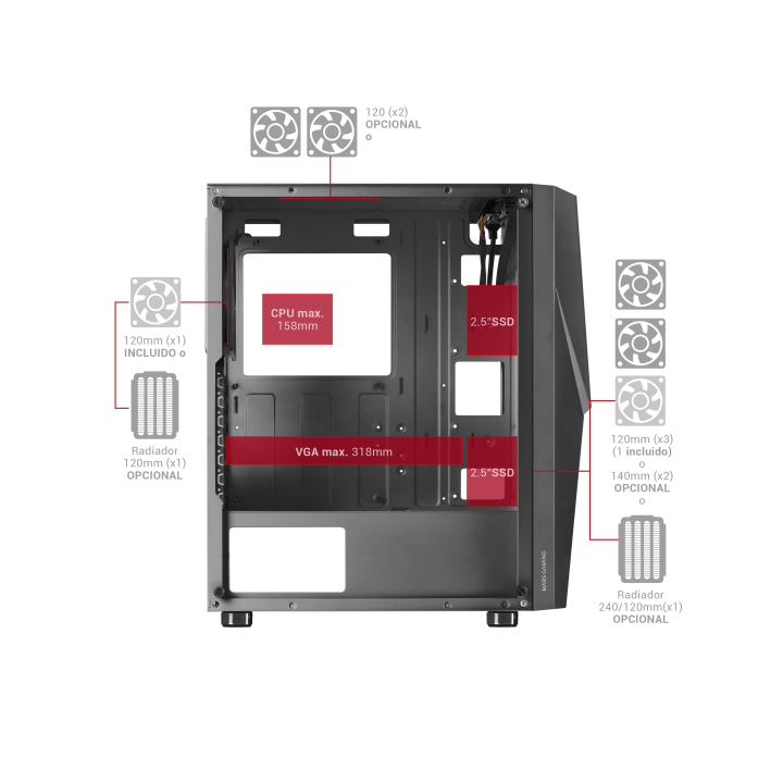 Caja Atx Mars Gaming Mc777 White Frontal Con...