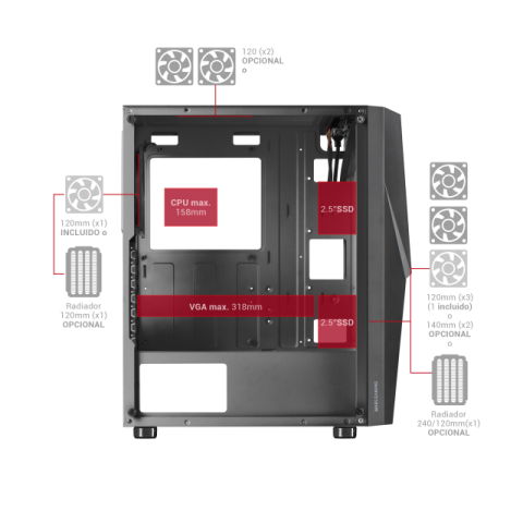 Caja Atx Mars Gaming Mc777 White Frontal Con...