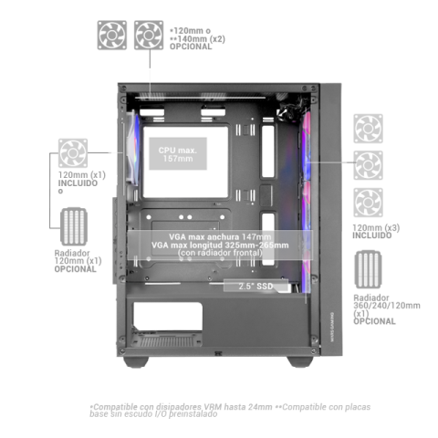 Caja Atx Mars Gaming Mcairw Frontal Blanco De...
