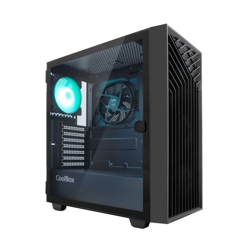 Caja Atx Coolbox Ga300 Grid Line Argb Cristal...