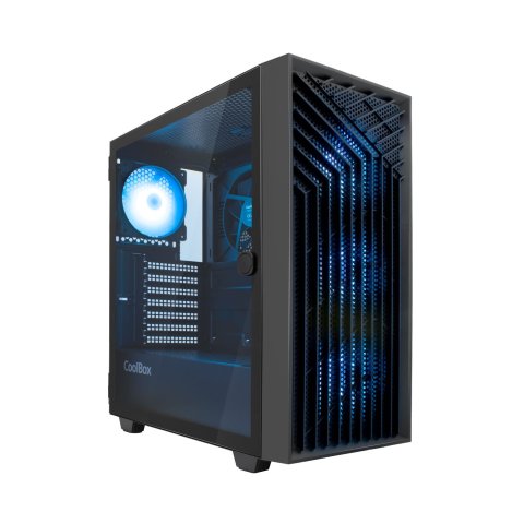 Caja Atx Coolbox Ga300 Grid Line Argb Cristal...