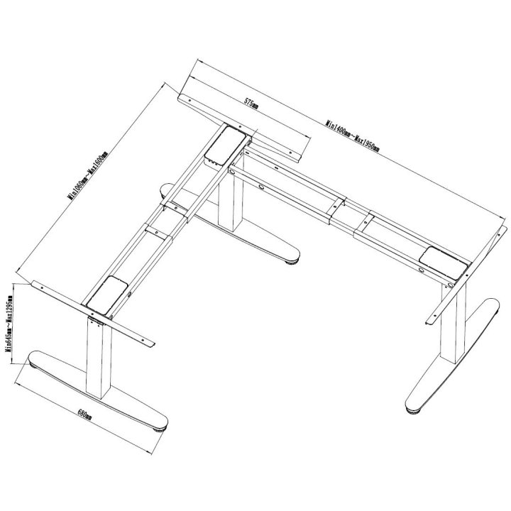 Estructura Mesa Escritorio Forma L Trile Motor Color Blanco