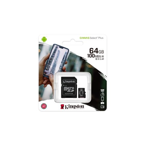 Memoria Sd Micro 64gb Kingston Clase 10 + Adaptador Canvas Select Plus 100mb s Sdcs2 64gb