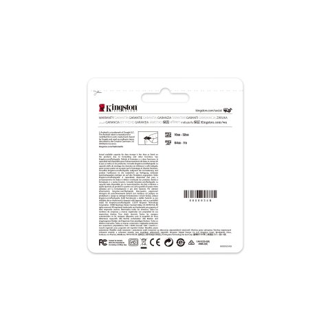Memoria Sd Micro 64gb Kingston Clase 10 + Adaptador Canvas Select Plus 100mb s Sdcs2 64gb